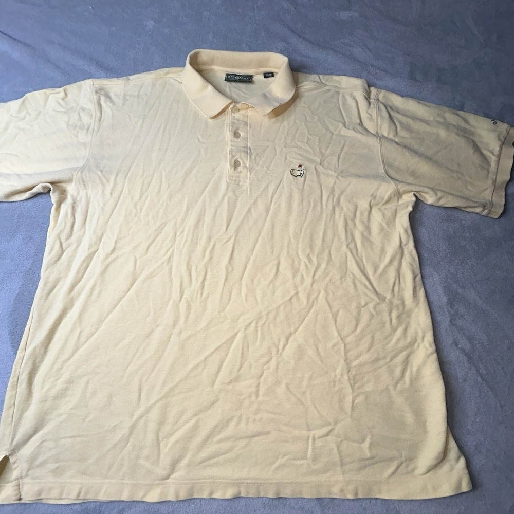 Vintage Masters Shirt Mens XL Yellow Golf Masters Collection Hong Kong Polo